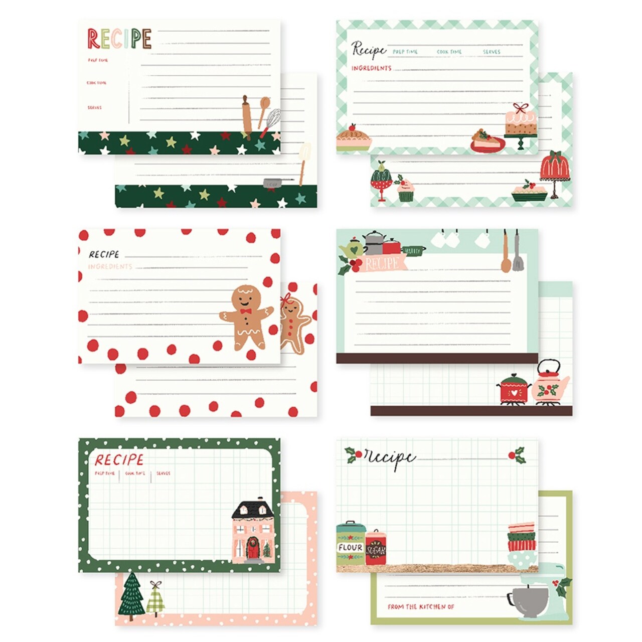 Baking Spirits Bright Recipe Cards 4"X6" 12/Pkg-6 Designs/2 Each